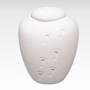 Biodegradable Cremation Ashes Urn – Ocean Quartz White (Footprints)